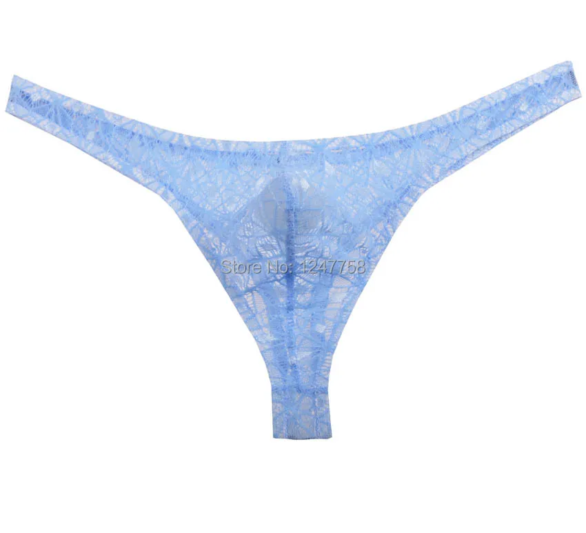 Nové pánske Žakárové Čipky Remeň Rhombic Mini Nohavice Vydutie Puzdro Mäkké T-Späť Bikini G-String Krátke Bielizeň