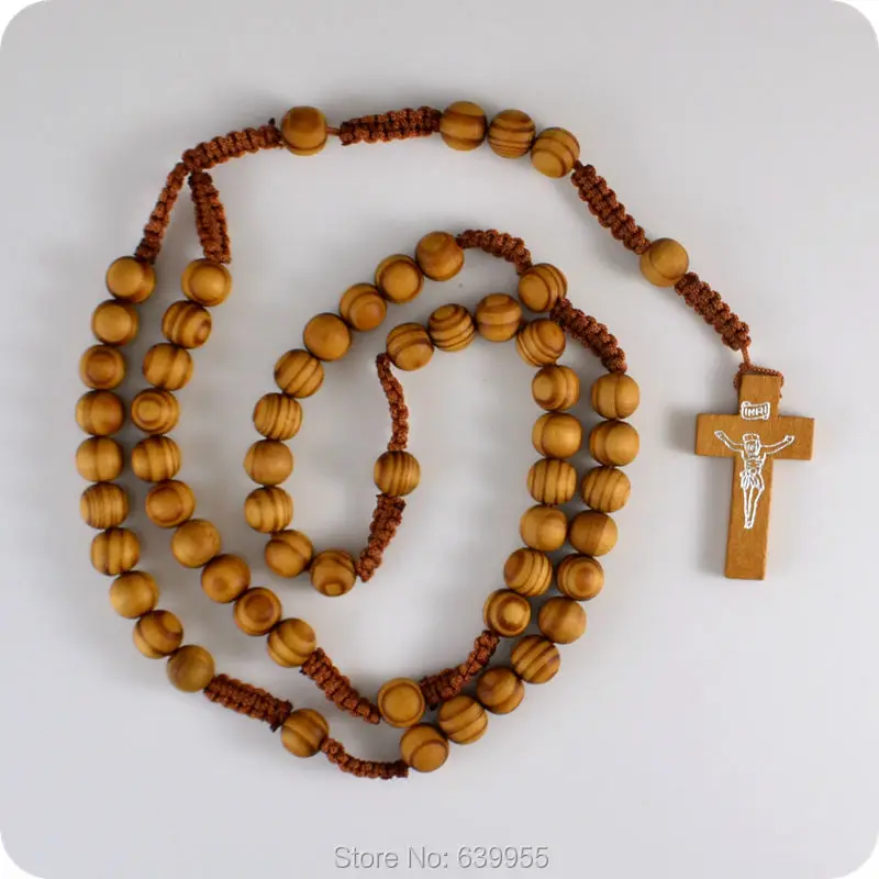 NOVÝ Drevený Ruženec Korálky INRI JEŽIŠ Kríž Prívesok Náhrdelník Katolíckej Módne Náboženské šperky