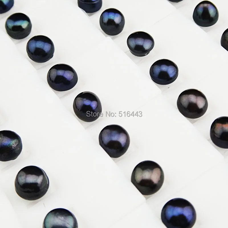 Nový Príchod Módne Šperky Reálne 100ks 7m Prírodné Sladkovodné Čierne Perly, Strieborné S Žien Stud Náušnice Veľkoobchod Veľa A092