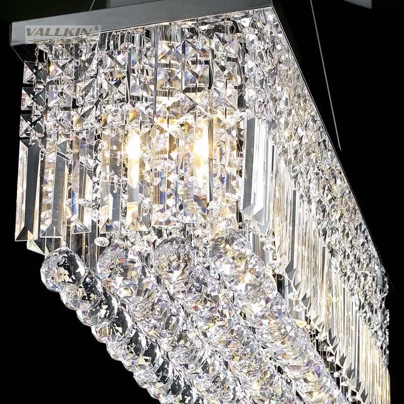 Obdĺžnik LED Crystal Prívesok Svetlo Moderné Závesné Svietidlá Svietidlá pre Jedáleň VALLKIN OSVETLENIE