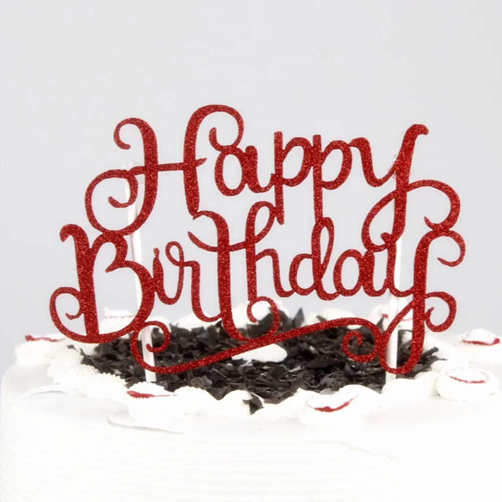 Oslňujúci Happy Birthday Písmeno Vložte Kartu S Stick Tortu Vňaťou Dekor Cake Zdobenie Dodávky
