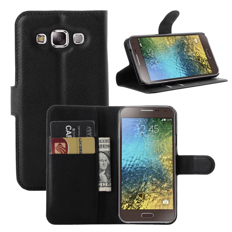 Peňaženky, Kožené puzdro Flip Pre Samsung Galaxy E5 E5000 E500 E500F E500h 5-palcový telefón Kožené zadný Kryt prípade so Stojanom Etui>