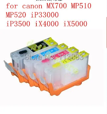 PGI-5BK CLI-8C M Y naplniteľné atramentom cartridge pre canon PIXMA MX700 MP510 MP520 iP3300 iP3500 iX4000 iX5000 4 farby s čipom