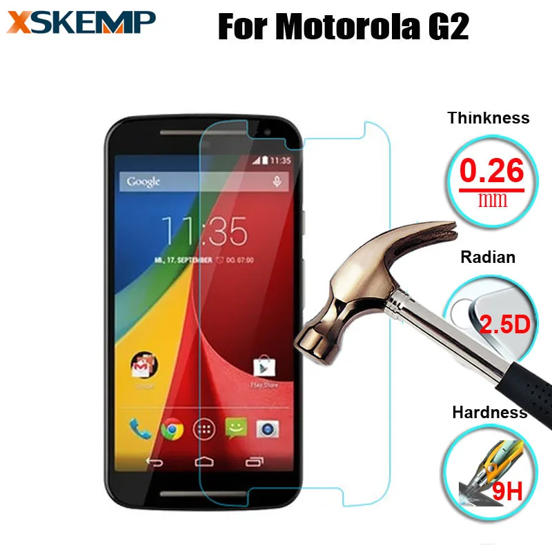 Pre Motorola Moto G 2nd Gen XT1063 XT1064 XT1068 XT1077 2.5 D 0.26 mm 9H Premium Tvrdeného Skla Screen Protector Ochranná Fólia