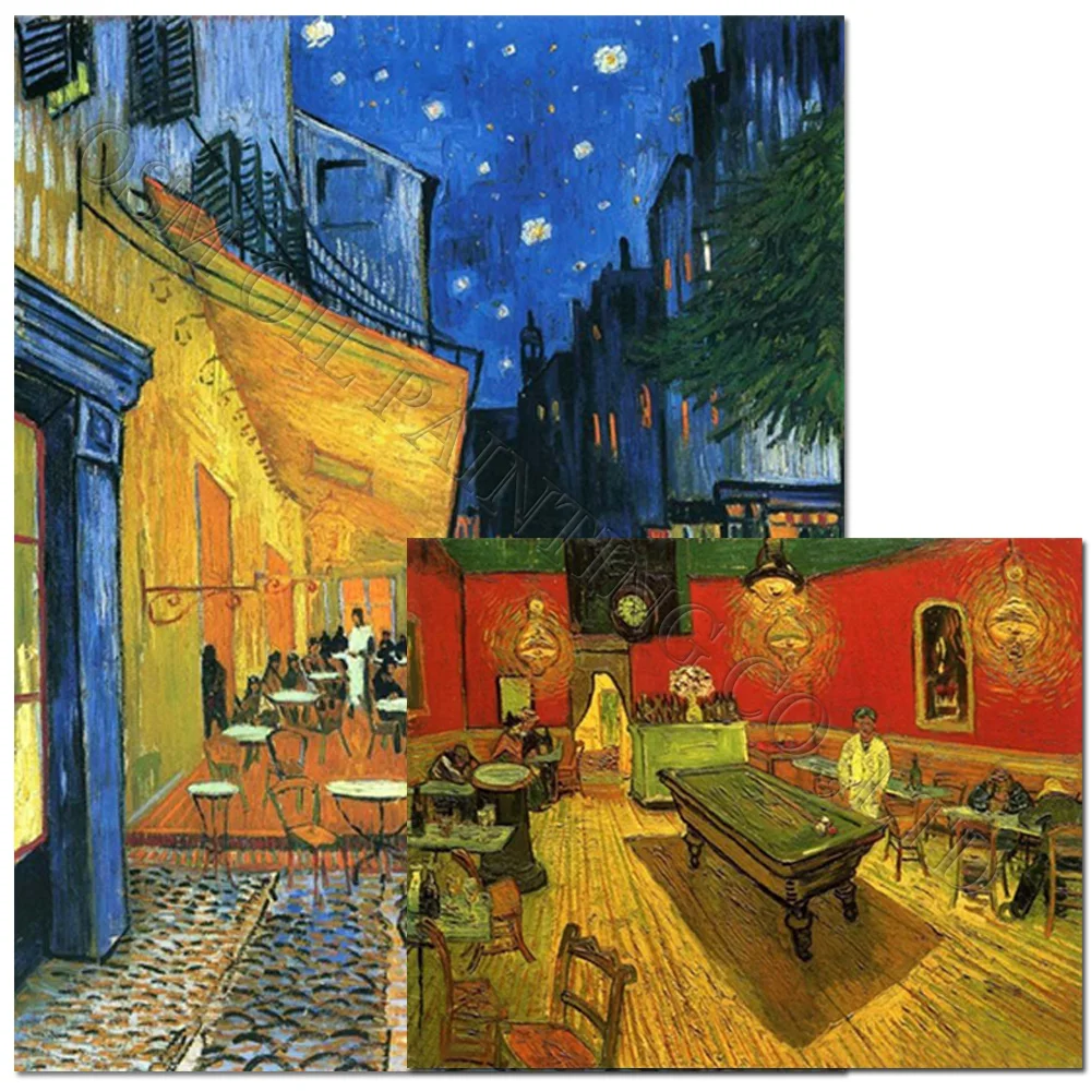 Profesionálny Umelec Reprodukcia dvoch verziách Vysokej Kvality Noc Kaviareň olejomaľba Van Gogh Plátno Umenie olejomaľba