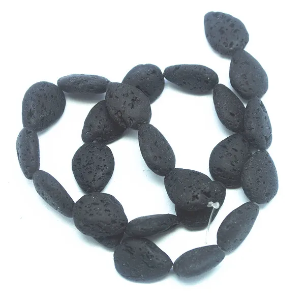 Prírodný kameň guľôčky čierneho lávového sopky silné struny pre šperky, takže dropwater tvar, veľkosť 10x14mm 13x18mm 18x25mm