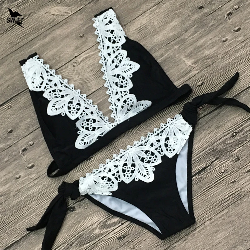 Push Up Pevné Plavky Žena 2018 Lete Ženy Sexy Bikiny Nastaviť čipky Plavky, plážové oblečenie Strappy plavky Brazílsky Biquini