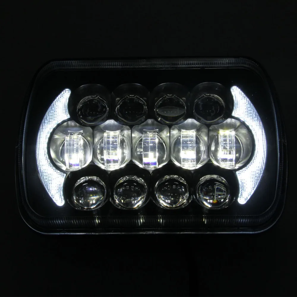 Pár štvorcových 5x7 Palcový led reflektor Daymaker trucklight Vysoká Nízka Lúča Svetlometu pre Jeep Wrangler YJ Cherokee XJ(Black)