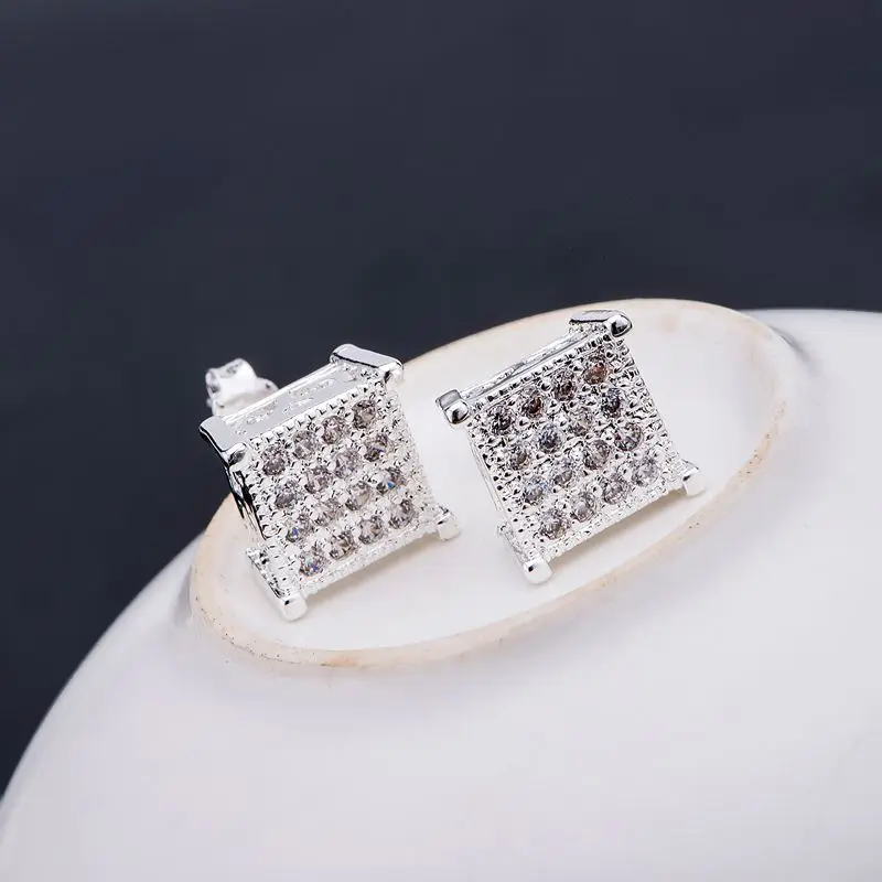 Quadrate slávnostné strieborné pozlátené náušnice 925 šperky pre ženy strieborné náušnice LQ-E394 QDXTZGQA