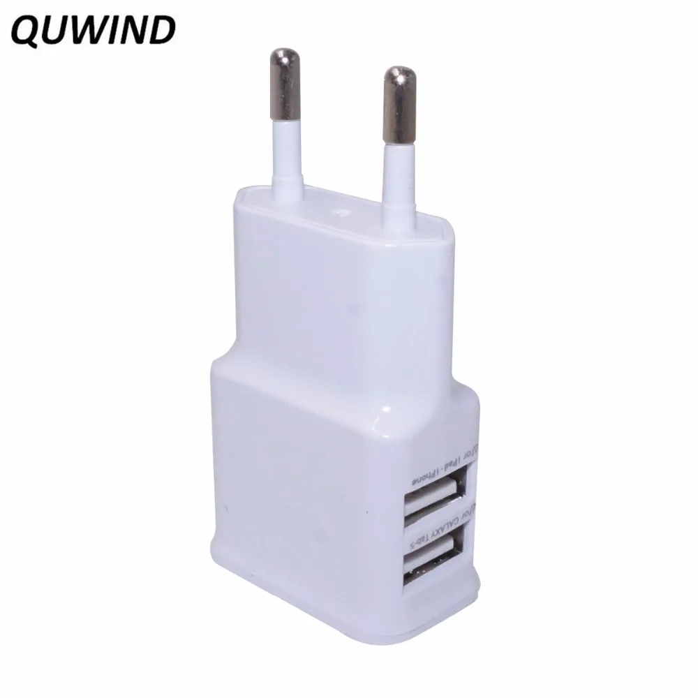 QUWIND 2A EÚ Plug-Dual USB Travel Stenu Nabíjačka pre iPhone 5 5 6 6 7 iPad Samsung (Biela)