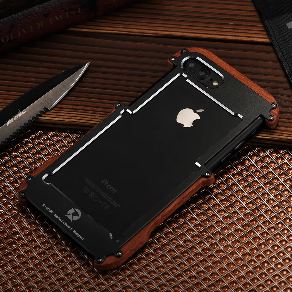 R-Len Pre Apple iPhone 7 Prípade, Luxusné Značky Tvrdých Kovov, Hliníka, Dreva, Ochranné Telefón puzdro pre iPhone 6 6 7 Plus puzdro