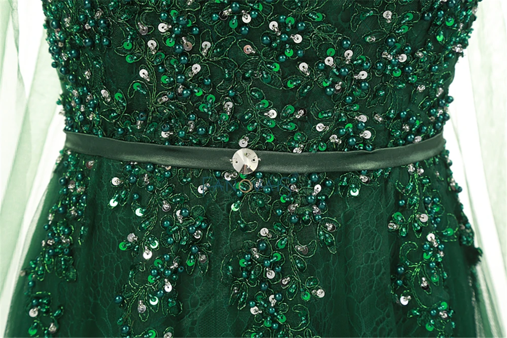 Real Foto Zelená Večerné Šaty s Cape 2017 Kaftane Dubaj Vestido de Fiesta Korálkové Čipky Večerné Šaty Dlhé Šaty Formálne ASAE29