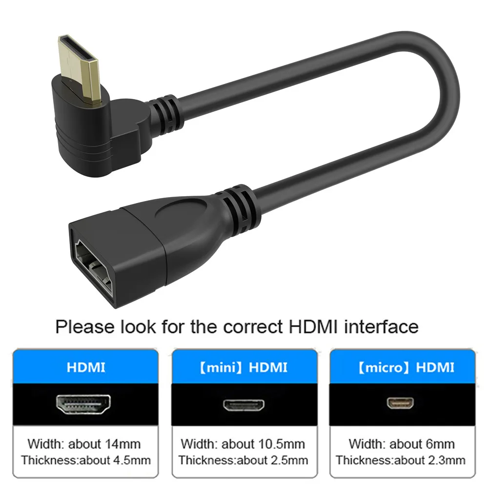 Robotsky Mini HDMI Typu C Samec na HDMI Typ Ženy kábel Kábel Adaptéra Uhol 90 Stupňov, HDMI Predĺženie Converter pre Tablet PC Kamera