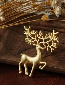 Sen Oz Matné Matné Zlato Brošňa Elk Retro Umenie, Jedinečnej Osobnosti Zvierat Golier Pin, Pin Šperky Veľkoobchod Mužov A Žien