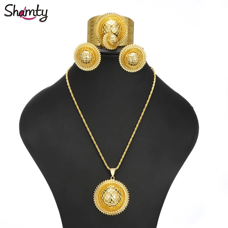 Shamty Ženy Šperky Nastavuje Trendy Nový Dizajn Etiópskej Svadobné Čistého Zlata Farby Afriky Habasha štýl Šperky A300056