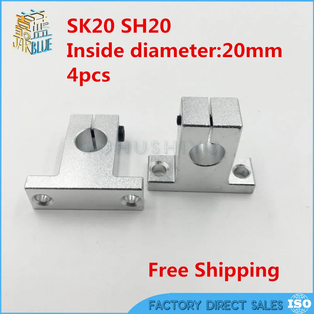 SK20 4 ks/veľa SK20 SH20A 20 mm lineárny hriadeľ podporu 20 mm Lineárny Železničnej Hriadeľ Podporu XYZ Stôl CNC časti