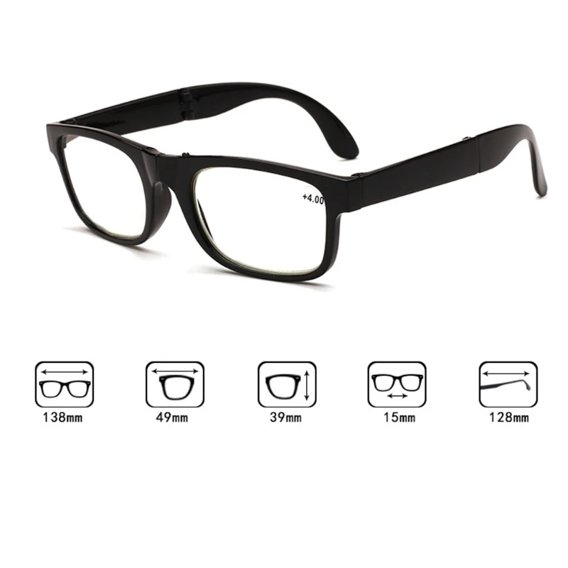 Skladacia Unisex Okuliare Na Čítanie Presbyopic Okuliare Full Frame S Box +100/+150/+200/+250/+300/+350/+400