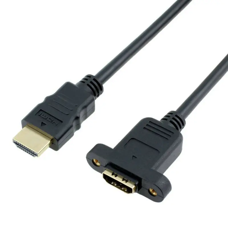 Skvelé-Q Pozlátené Zapojte Kábel HDMI 14+1 Medi Mužov a Žien Predlžovacie Káble S Otvory pre Skrutky Uzamykateľné Panel Prípojný Kábel