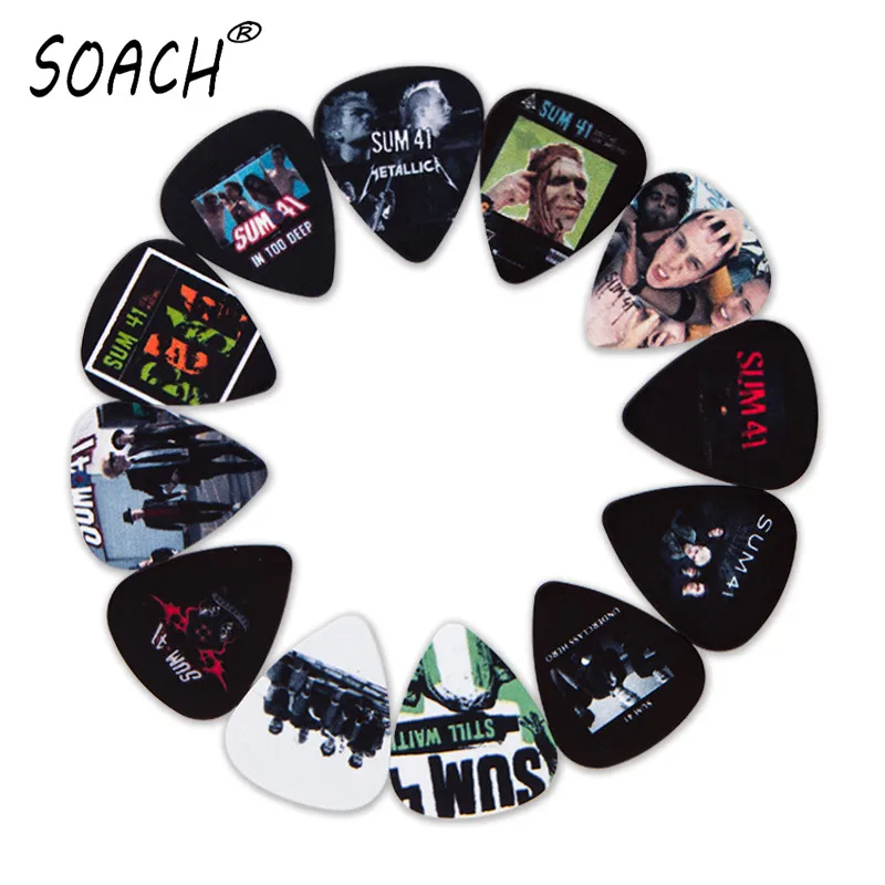 SOACH 10pcs 3 druhy hrúbka novú gitaru vezme basy Populárne punk kapely SUM 41 obrázky vysokej kvality tlače Gitarové príslušenstvo