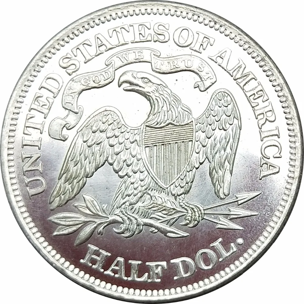 Spojené Štáty 1885 v Sede Slobody Pol Dolárov Motto Nad Eagle Žiadne Šípky Na dátum Pozlátené Striebro Kópie Mincí