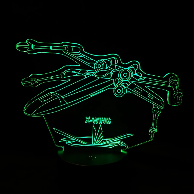 Star Wars! 3D X-Wing Fighter Stolná Lampa Laserom Vygravírované Farby Nočné Svetlo Nočné pre Dieťa dropshipping