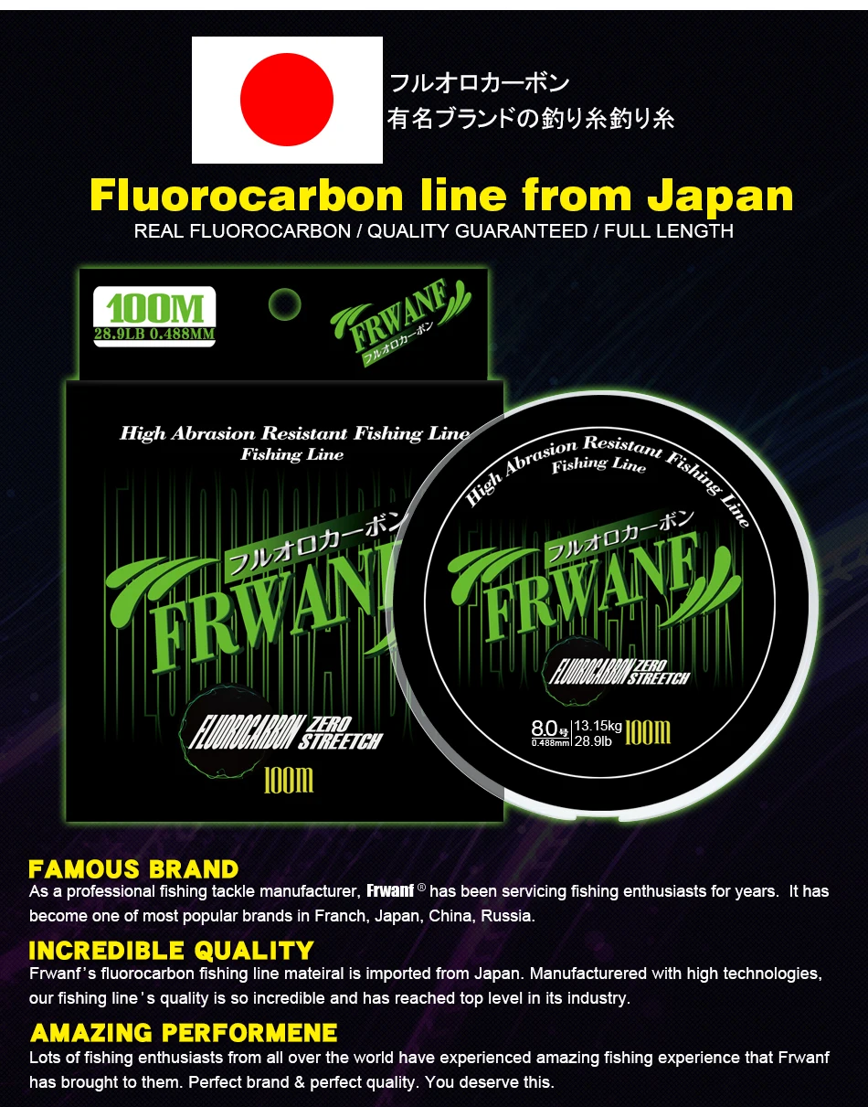 Super Nový Japonská 100M Fluorokarbón vlasec 1.8 Uhlíkových vlákien Kapor Drôt Leader Line 3.1-28.9 LB jasné, potopenie line
