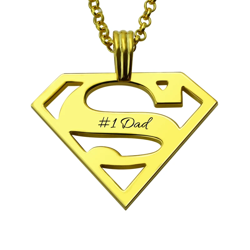 Superman Náhrdelník Zlatá Farba Osobné Superman Logo Náhrdelník pre Ocka Mens' Superhrdina Šperky
