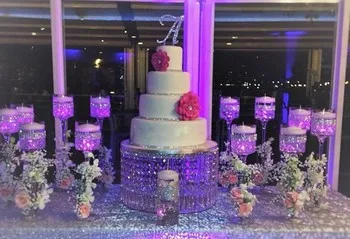 Svadobné krištáľovo priehľadné kolo akryl crystal Tortu Stand - svadobné centerpiec,Stolný Vrchol