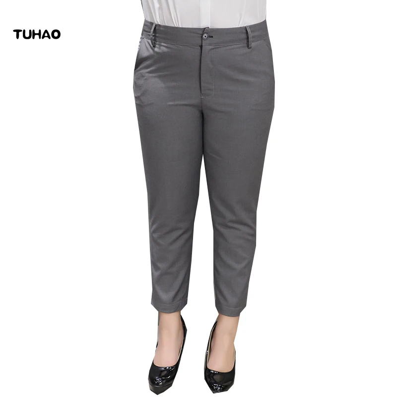 TUHAO Plus Veľkosť dámske nohavice 2017 Formálne 4XL 5XL 6XL Nohavice Ženy členok dĺžka rovné Nohavice big veľkosti ženské Nohavice QT17