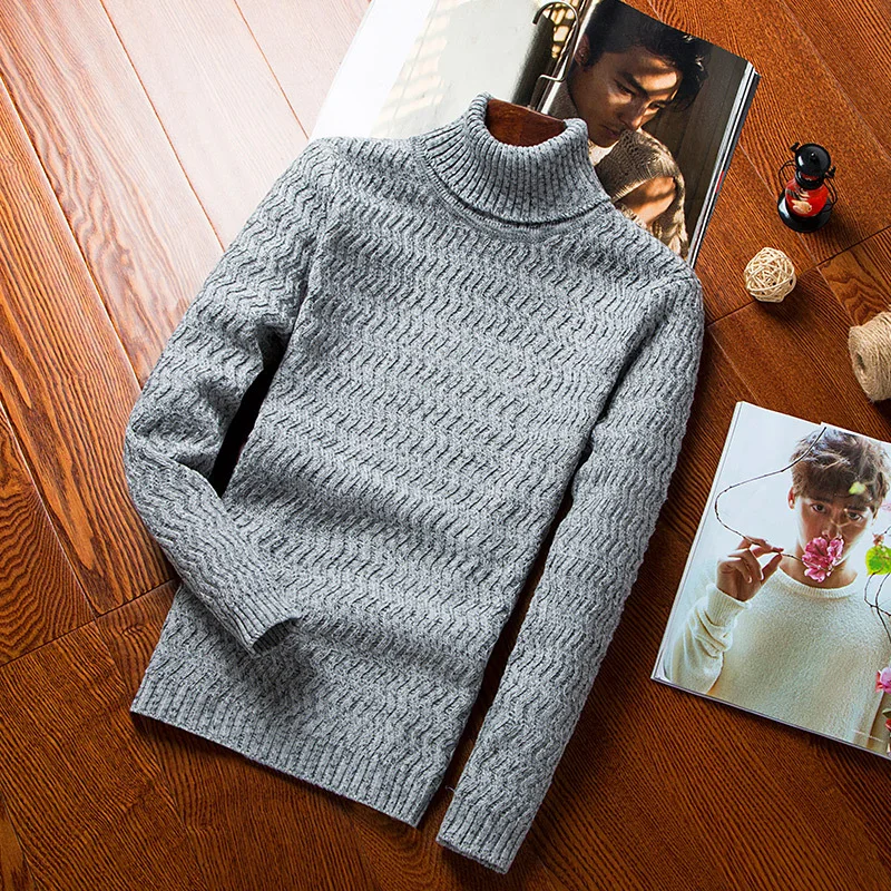 Turtleneck sveter teplé zimné sveter pribrala mužskej mládeže tenký ÚPLET ŽAKÁROVÉ tričko mužov