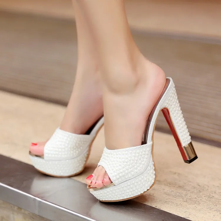 Ultra silné päty vysoké podpätky letné sandále žena papuče sexy jeden s papuče módne sandále