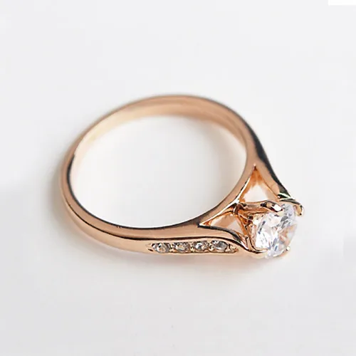 USTAR Štyri kolík nastavenie Rakúsko Zirkón Cirstal Snubné Prstene pre ženy Rose Gold color zásnubné prstene žena Anel Najvyššej Kvality