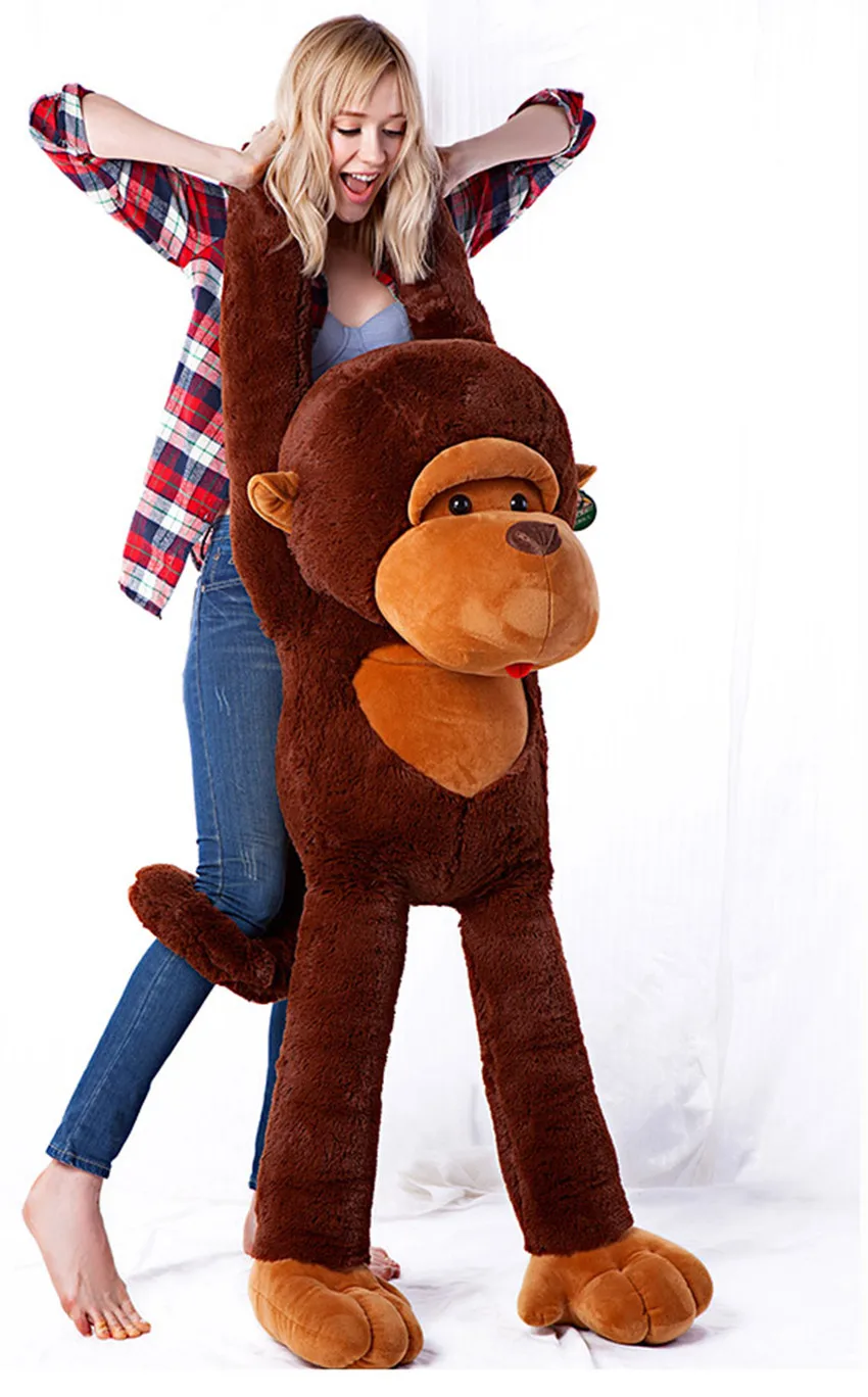 V plnené krásne opice zvierat plyšové hračky veľké dlhé rameno opice hračka bábika veľký vankúš darček k narodeninám o 130 cm