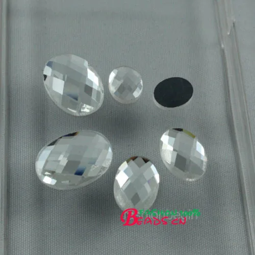 Veľkoobchod 50pc/mnoho tvárou jasné oválne crystal Flatback sklenenými Kamienkami Krásne Kamienkami lepidlo na šperky predpoklady