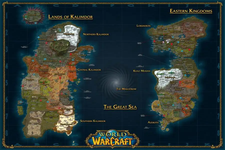 Vlastné Plátno na Stenu Dekor World of Warcraft Plagát World Of Warcraft Mapu Tapety WOW Samolepky na Stenu Hra Nálepky nástenná maľba #2038#