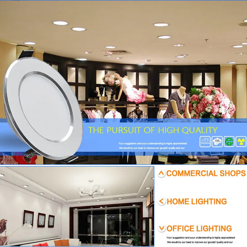 Vysoko kvalitné LED downlight 3W 5W 7W 9W 12W 15W LED svetlo vnútorné lampy, AC230V 110V obývacia izba lampa Teplá biela Studená Biela pre domáce