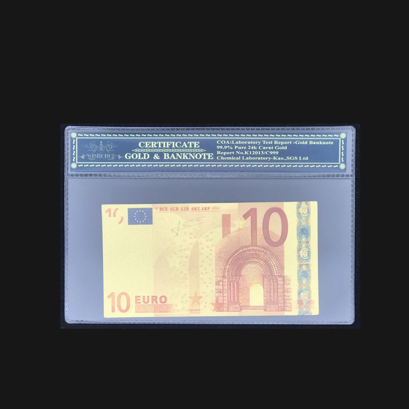 Vysoká Kvalita Pre Farba Bankovky 10 Euro, Zlato, Bankovky v Pozlátené S COA Rám Pre Horúce Predaj a Zbierky