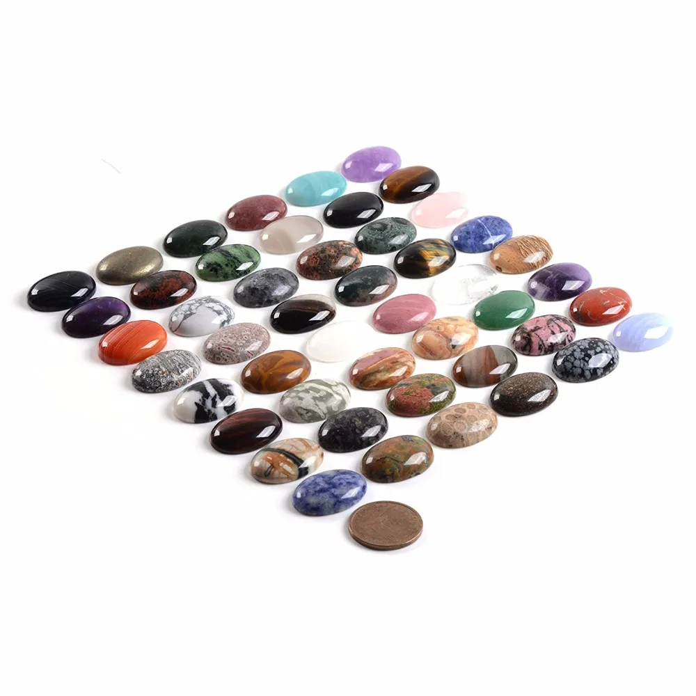 Všetky Prírodné 24pcs Multi-farebné 12x16mm Klenot kameň Oválne Kabíny Cabochon Pre Šperky Robiť Zmiešané veľa