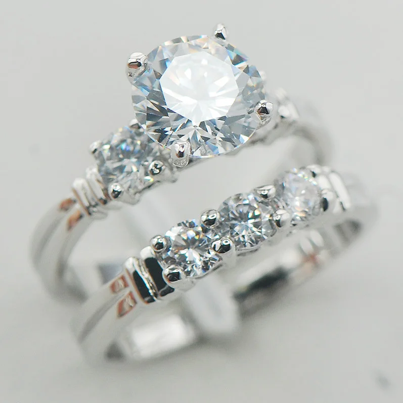 White Crystal Zirkón Ženy 925 Sterling Silver Ring F839 Veľkosť 6 7 8 9 10