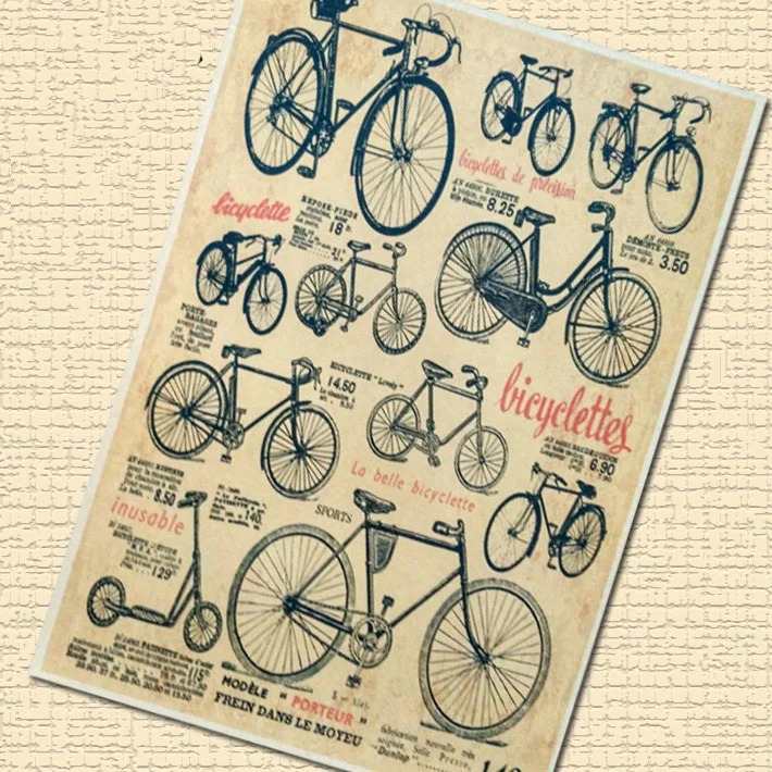 Zadarmo loď Retro Classic Starý bicykel Vintage Poster HD Bar/kaviareň/Pub Stenu Umelecké Remeslá Nálepky Obývacia izba Dekor 42x30cm NC-030