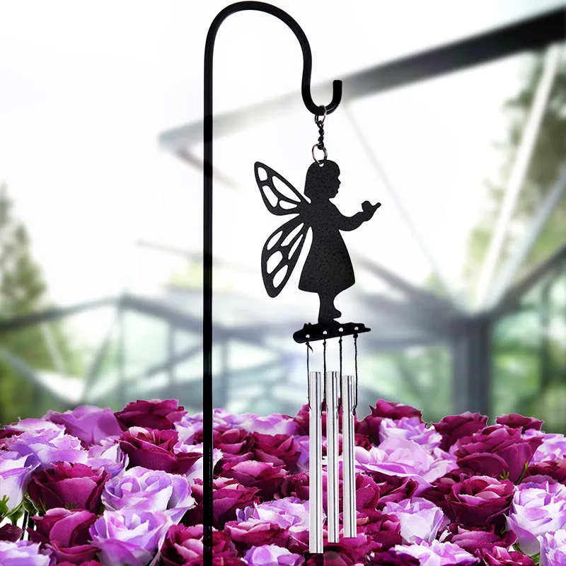 Zasadiť kvet usporiadanie dekoratívne kovové zvonkohry železa remesiel pure black butterfly kvetinová víla veterné zvonkohry ozdoby