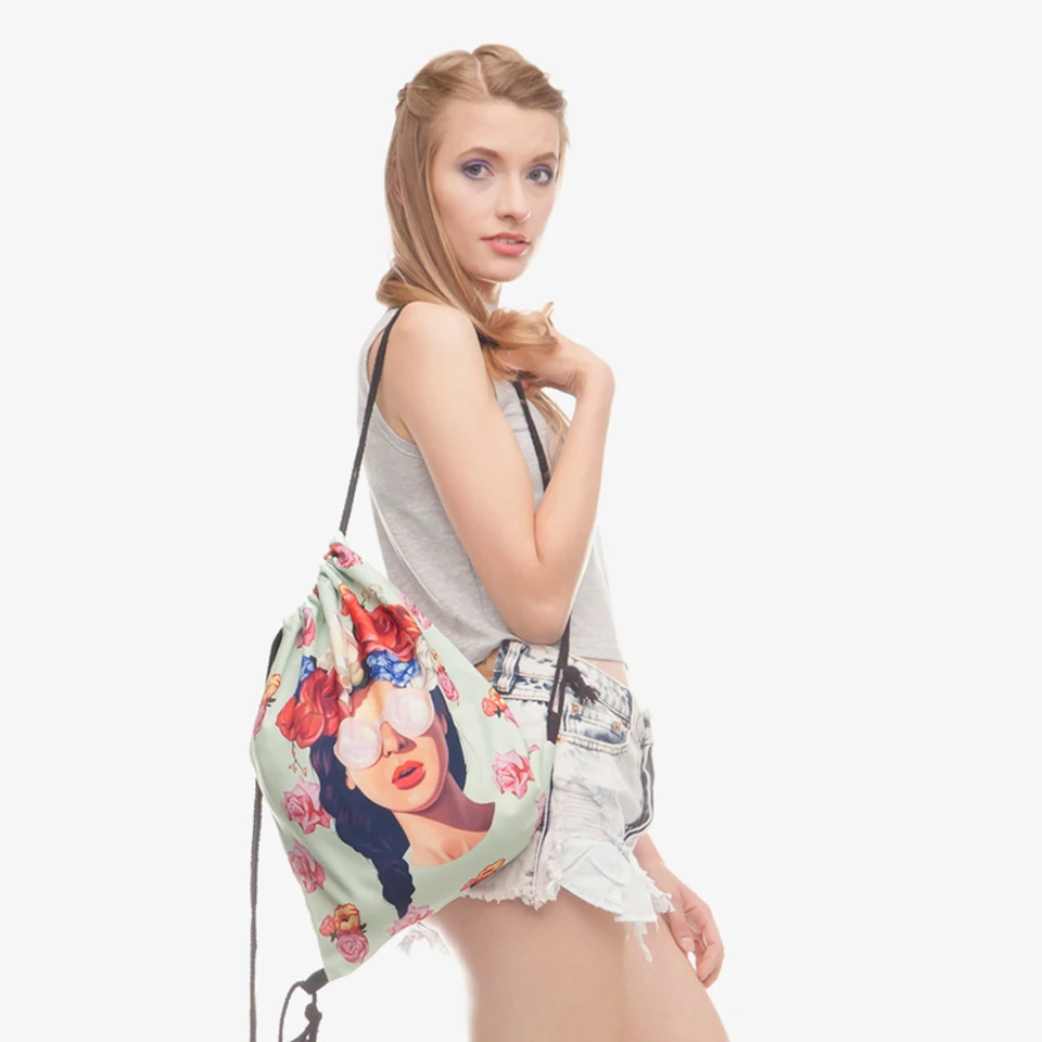 Znaky 2017 nové módne Ženy Batoh 3D tlač cestovných softback ženy mochila šnúrkou taška mens batohy