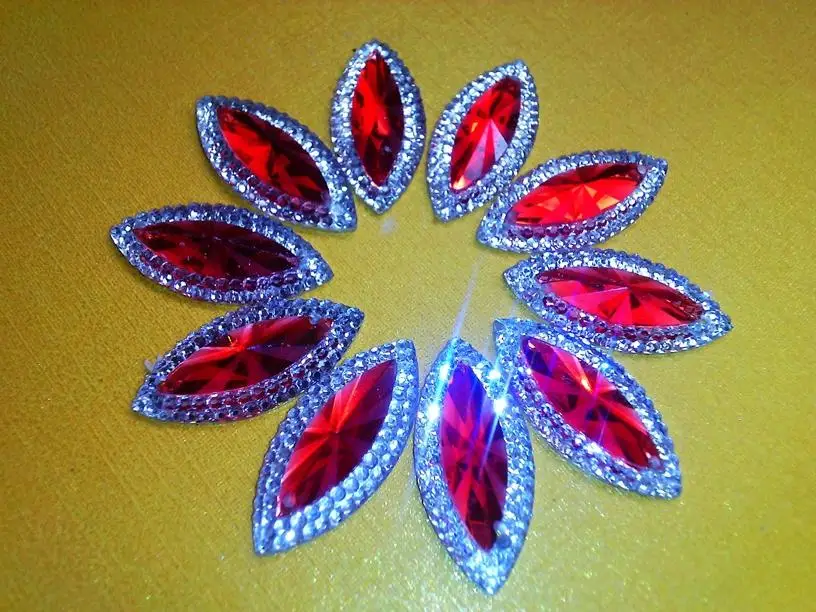 Červená AB farba Kamienkami Šiť na crystal navette tvar flatback 11*24 mm korálky, kamene živice drahé kamene pre šaty 60pcs/veľa