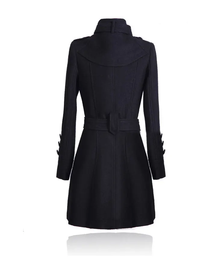 Čierny golier teplé zimné double-breasted kabát žien dlhým rukávom dlhá srsť golier kabáta žien bežné jeseň roku 2018 čierne sako