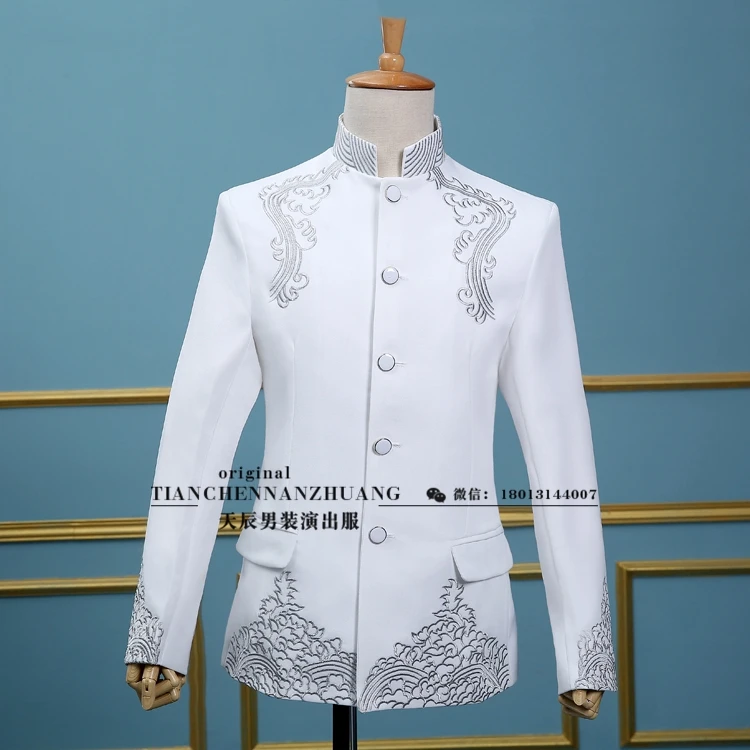 Čínsky štýl parfum masculino mens fáze show šaty, oblek terno masculino sľubný mraky divadelné kostýmy bunda+nohavice