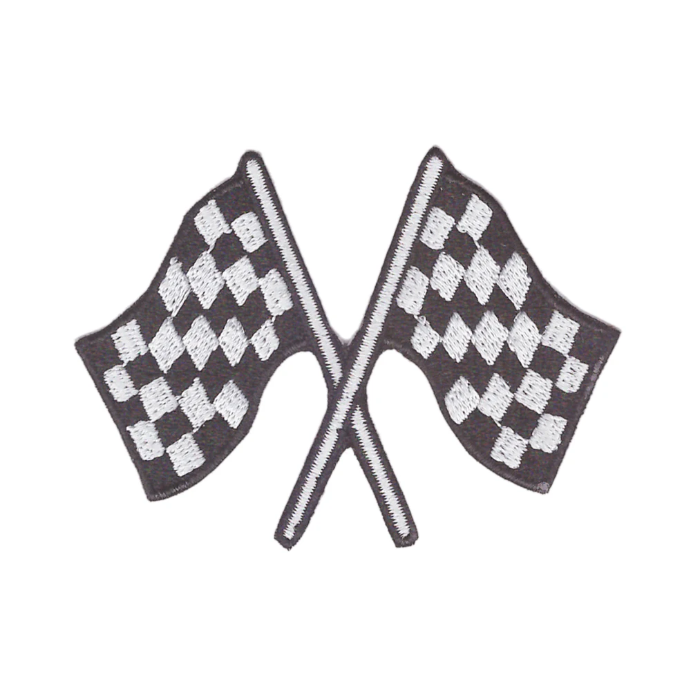 Šachovnicovou vlajkou búrlivú auto závodná rockabilly nášivka železa-na patch