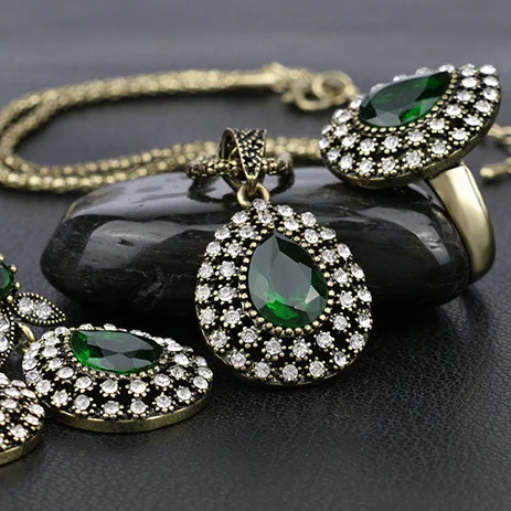 Špeciálny Dizajn turecký Kvet Ľalie Šperky Sady Zelená Kvapka Vody Akryl Prívesky, náušnice anel šperky sady ženy, náhrdelníky sady
