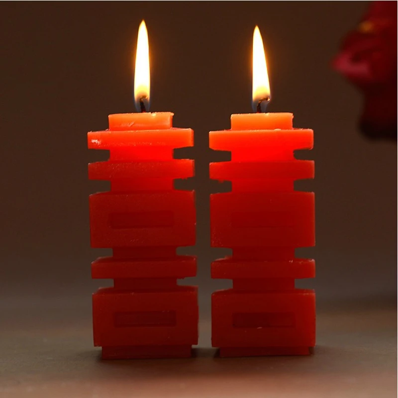 1 Pár Radostné Červená Dvojité Šťastie Bezdymového Sviečky Jubilantom Svadobné Dodávky Romantické Svadobné Komora sviečkach pre 48 Hodín