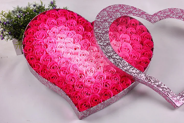 100ks Voňajúce Papier Rose Kúpeľové Mydlo Nastaviť Kreatívny Svadobný Dar Srdce Tvaru Ruže, Kvety, Darčeková krabička Na Valentína Factory