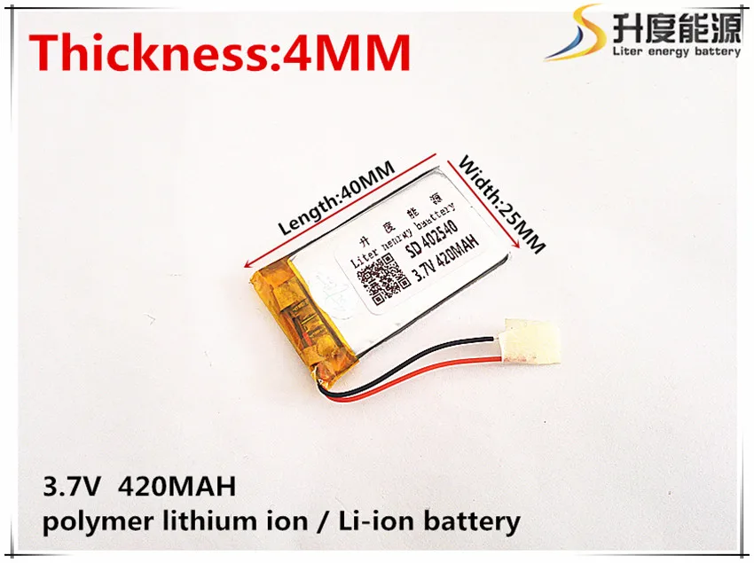 10pcs [SD] 3,7 V,420mAH,[402540] Polymer lithium ion / Li-ion batéria pre HRAČKA,POWER BANKY,GPS,mp3,mp4,mobilný telefón,reproduktor